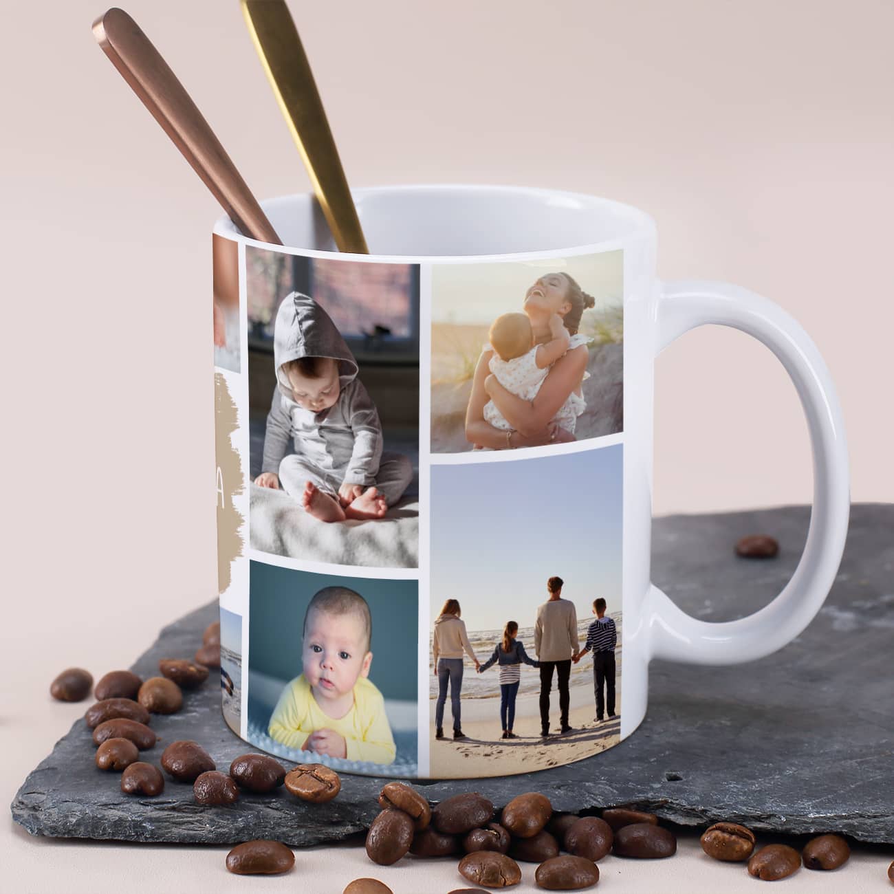 Persönliche Tasse rundum mit 10 Fotos bedruckt