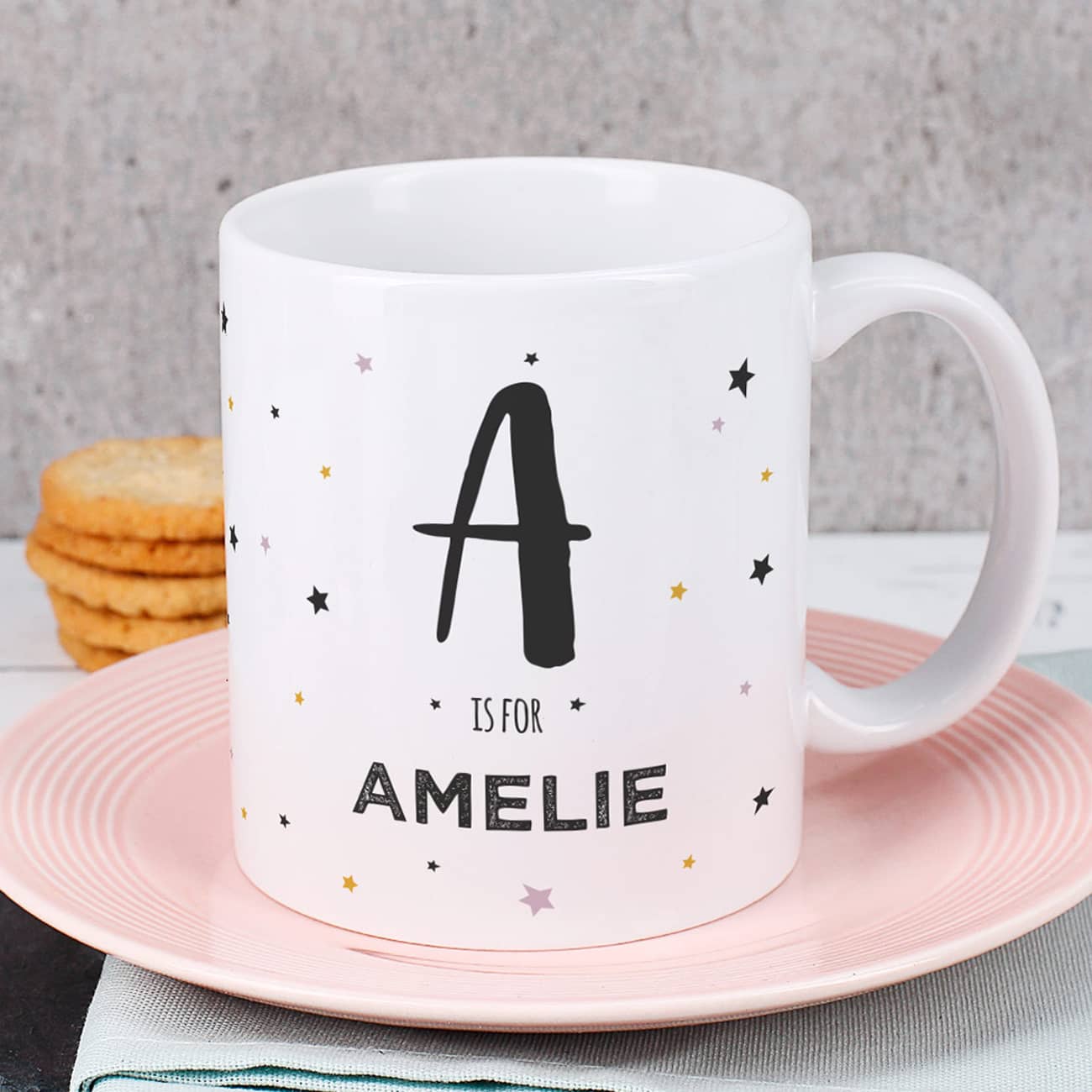 Tasse mit Name und Initiale 