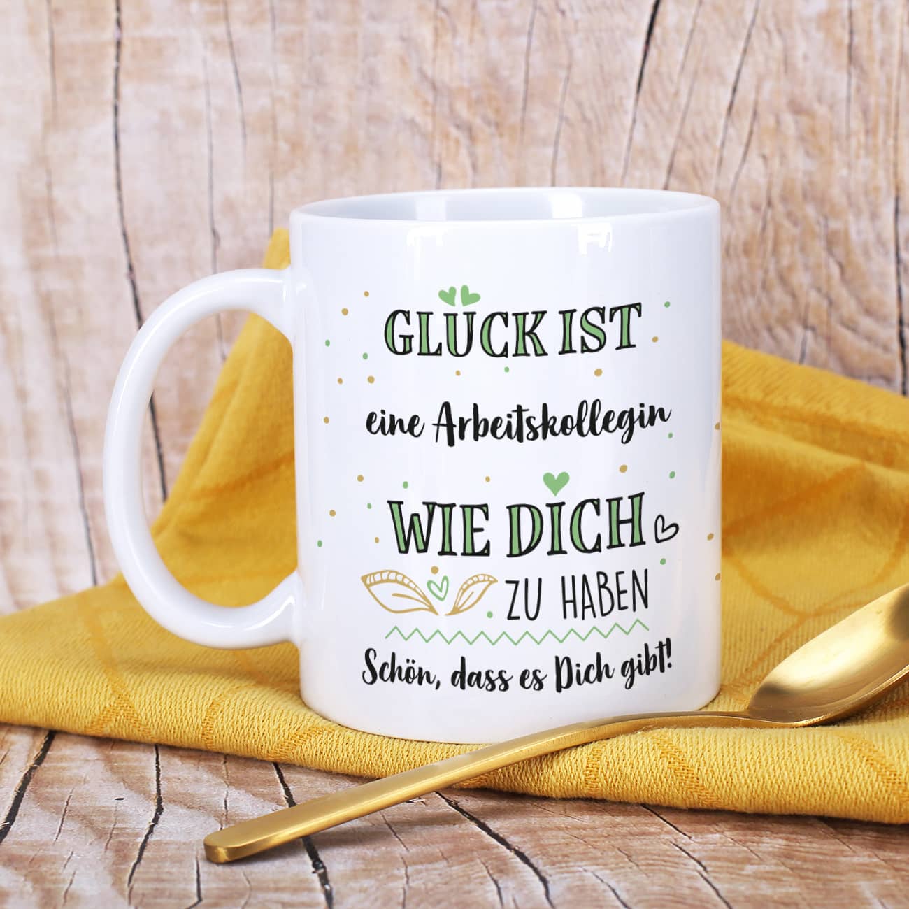 bedruckte Tasse mit Personalisierung und Glück ist... Motiv