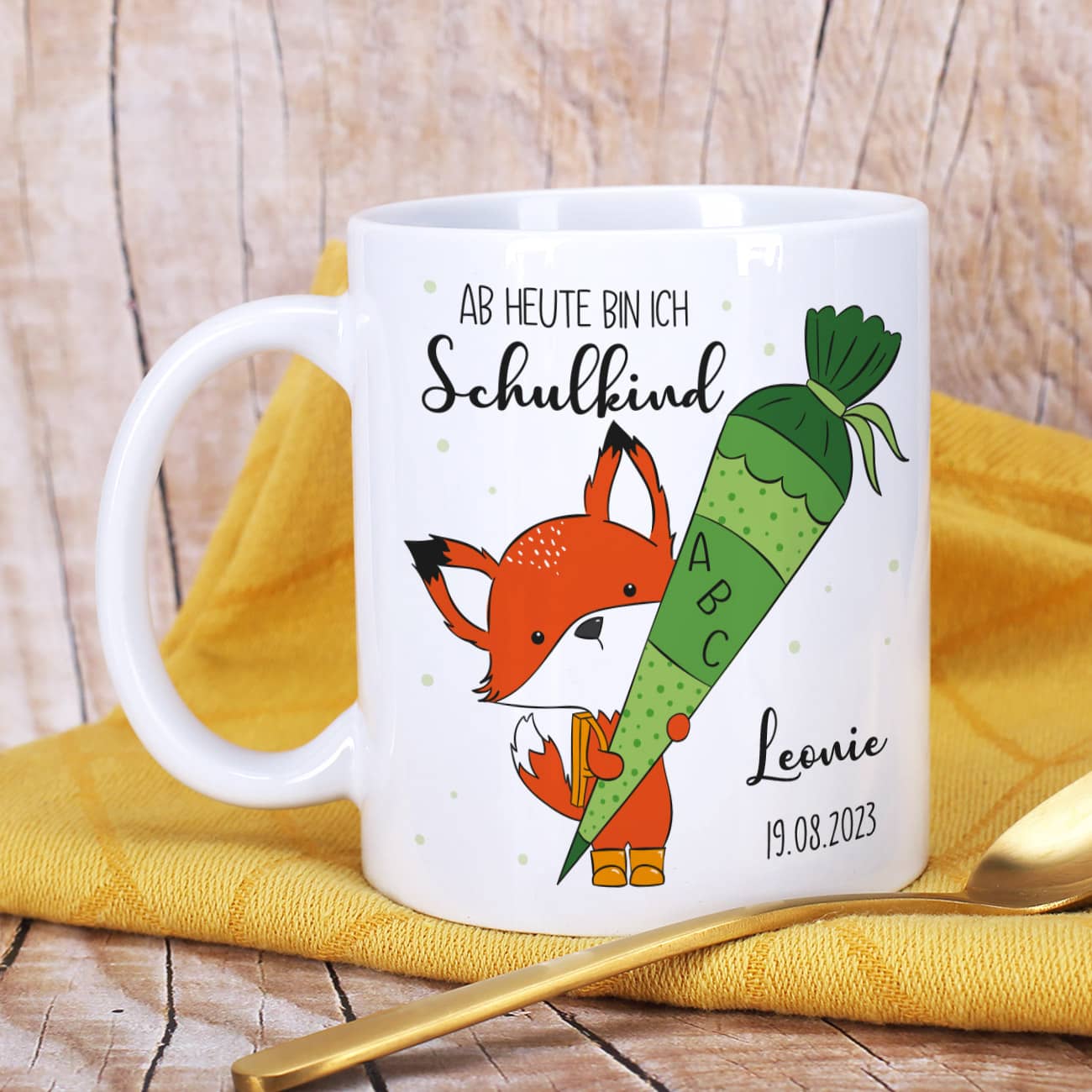 Ab heute bin ich Schulkind - Tasse zur Einschulung mit Name personalisiert