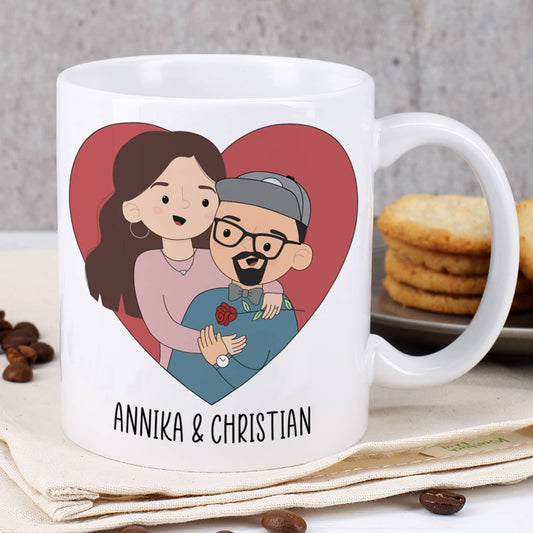 Pärchen Tasse mit auswählbaren Figuren zum Valentinstag