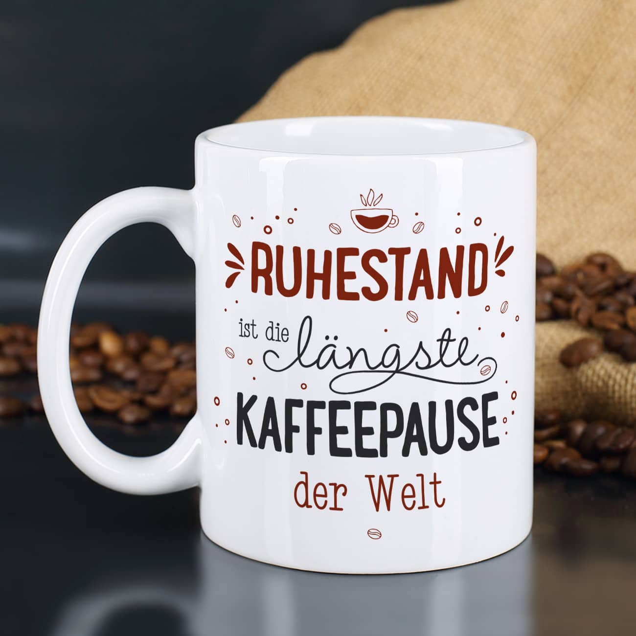 Persönliche Kaffeetasse zum Ruhestand mit Wunschtext