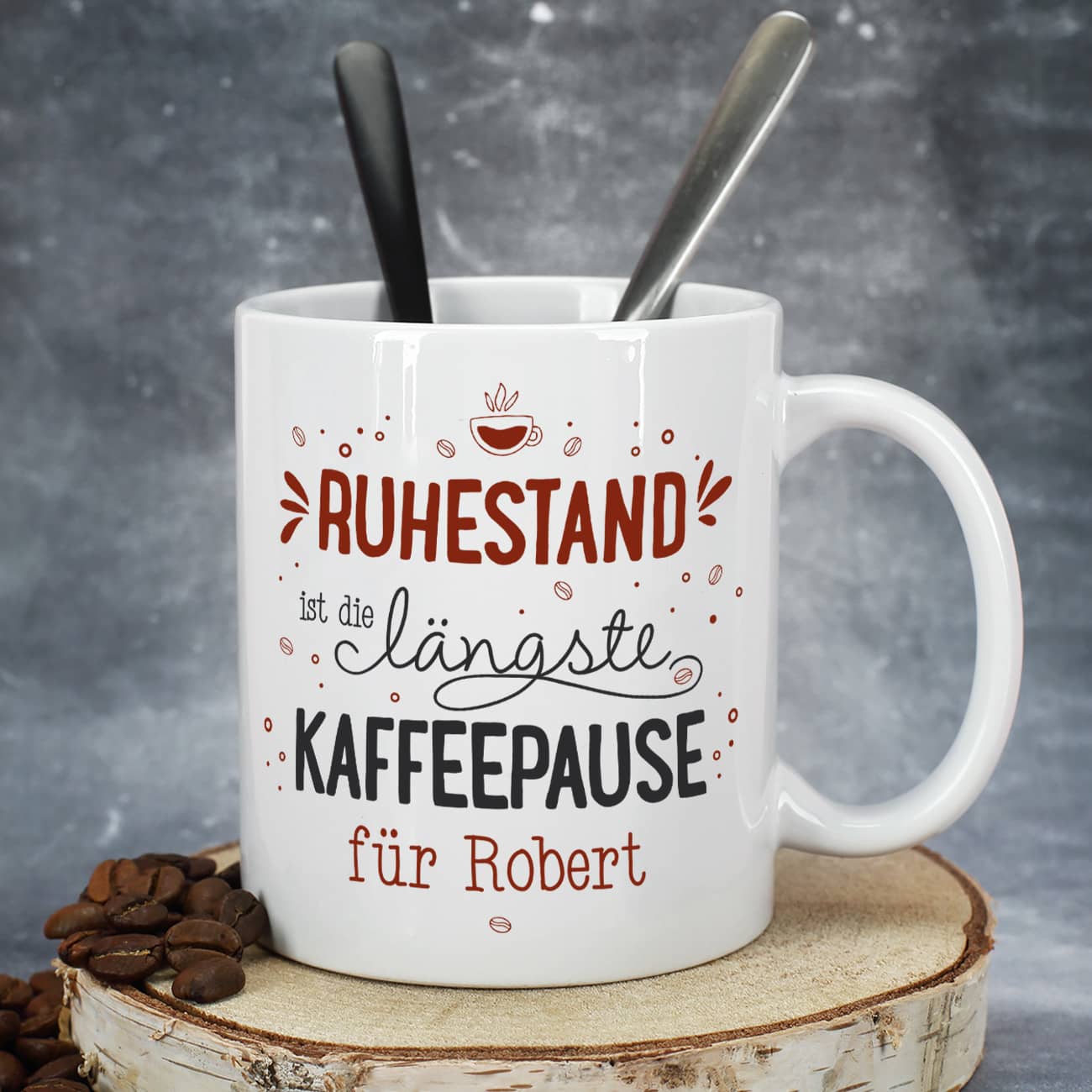 Persönliche Kaffeetasse zum Ruhestand