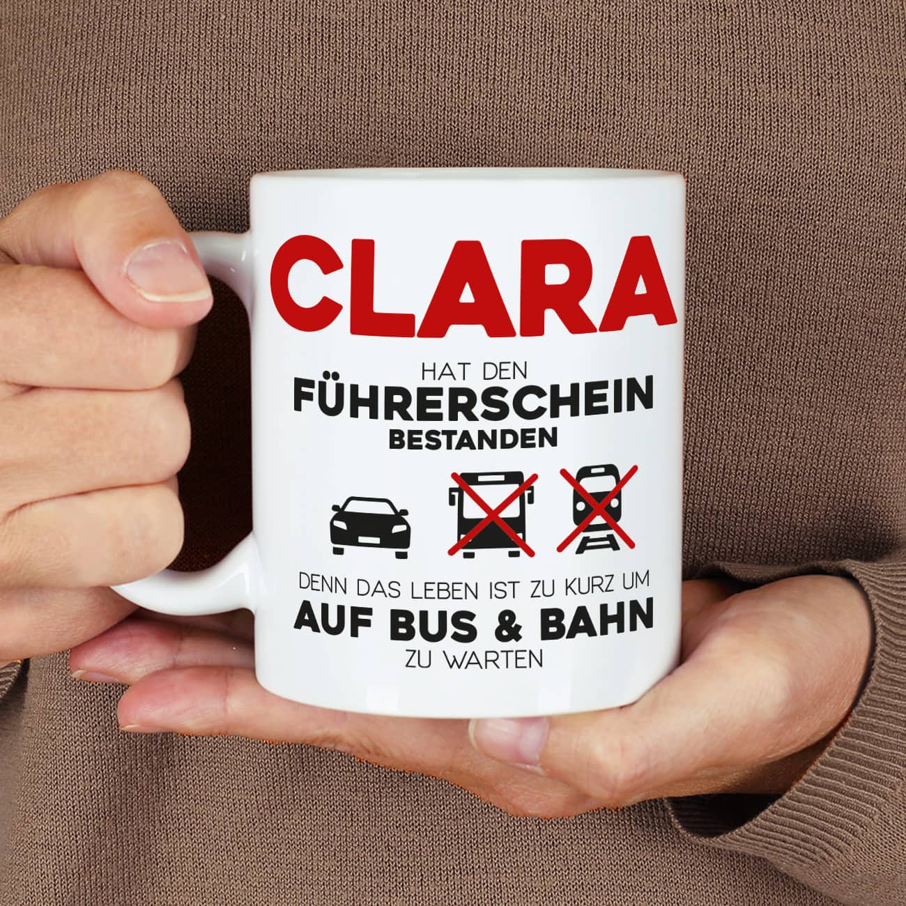 Fahrschule bestanden - Tasse mit Name