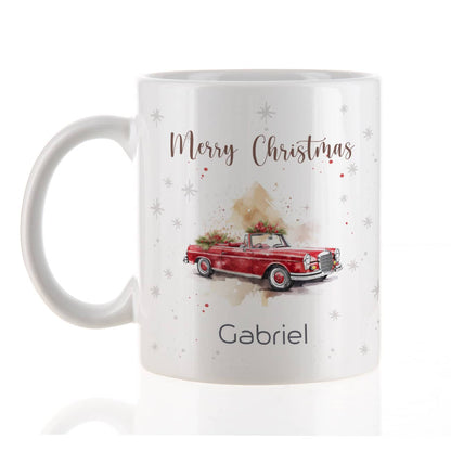 Weihnachts-Tasse mit Ihrem Text & Mercedes Cabrio