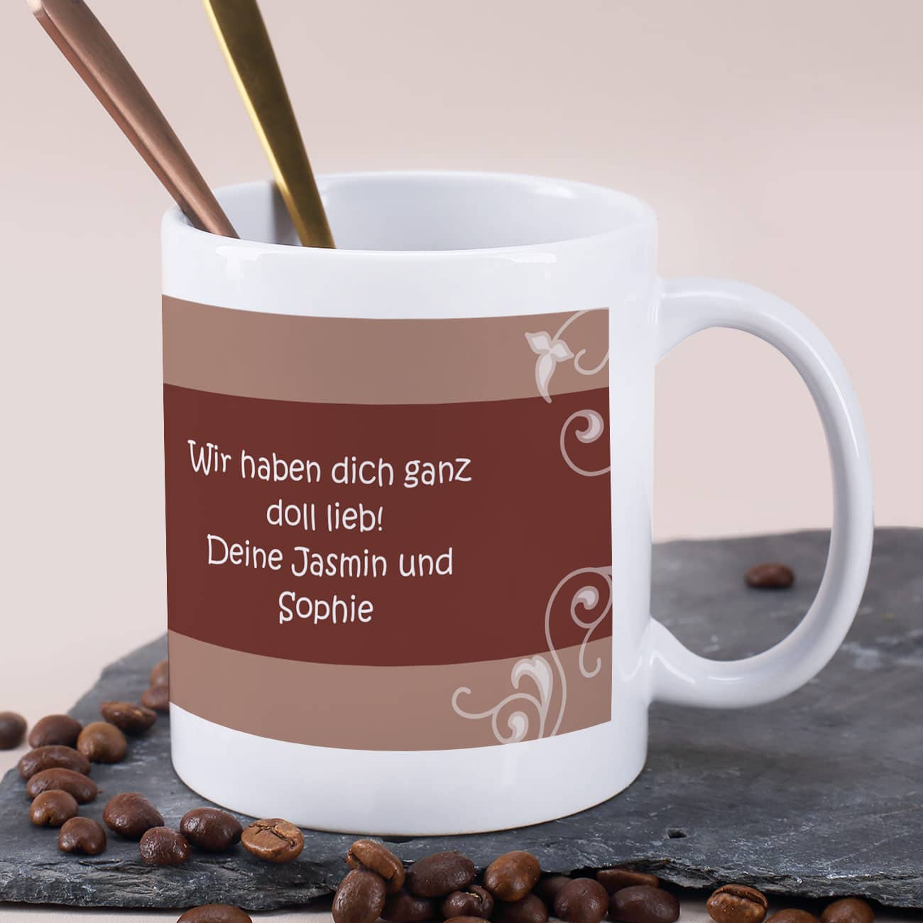 Tasse mit Foto und Text