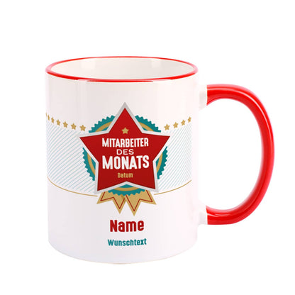 Mitarbeiter des Monats - Tasse mit Name, Datum und Firmenname