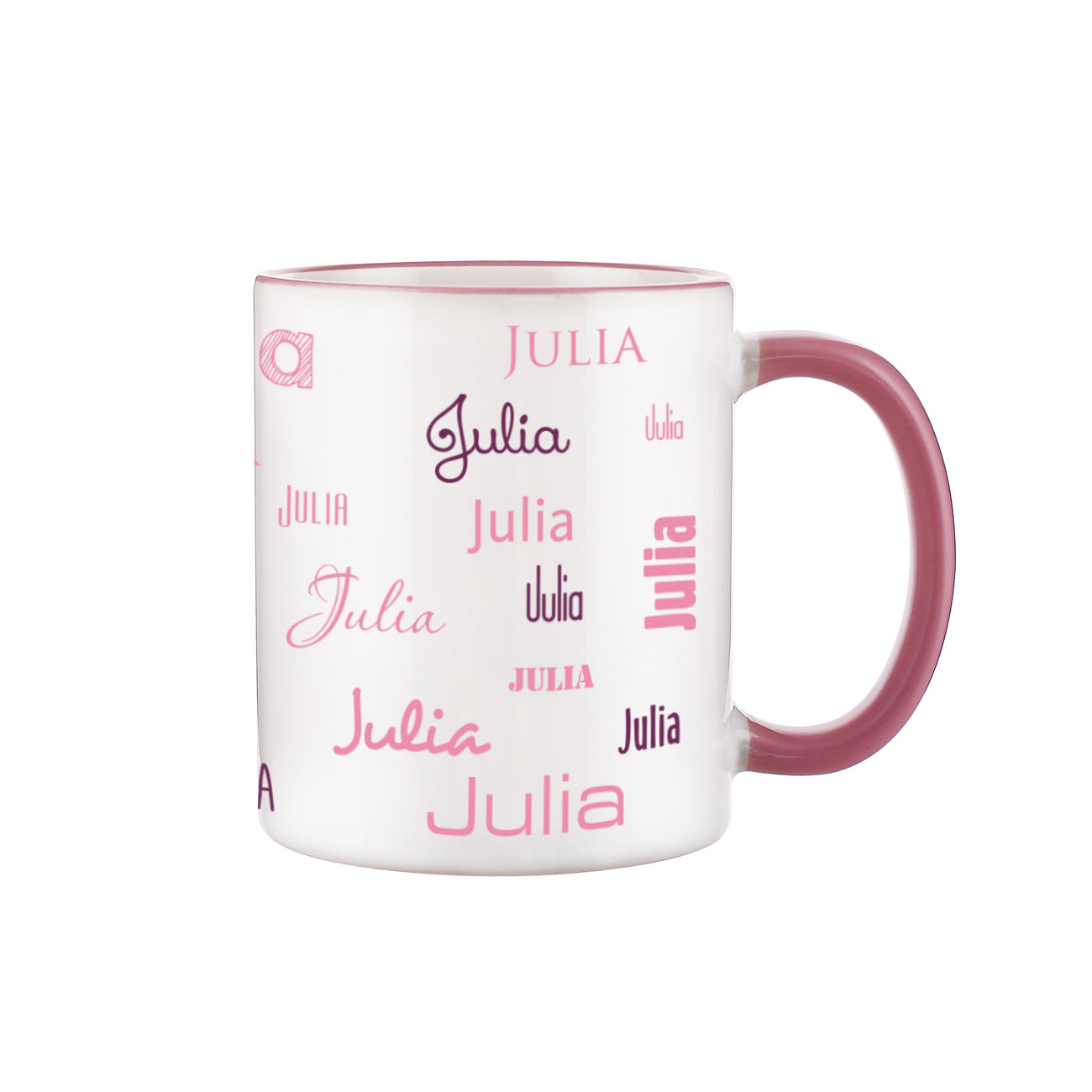 Tasse mit Name in Rosa