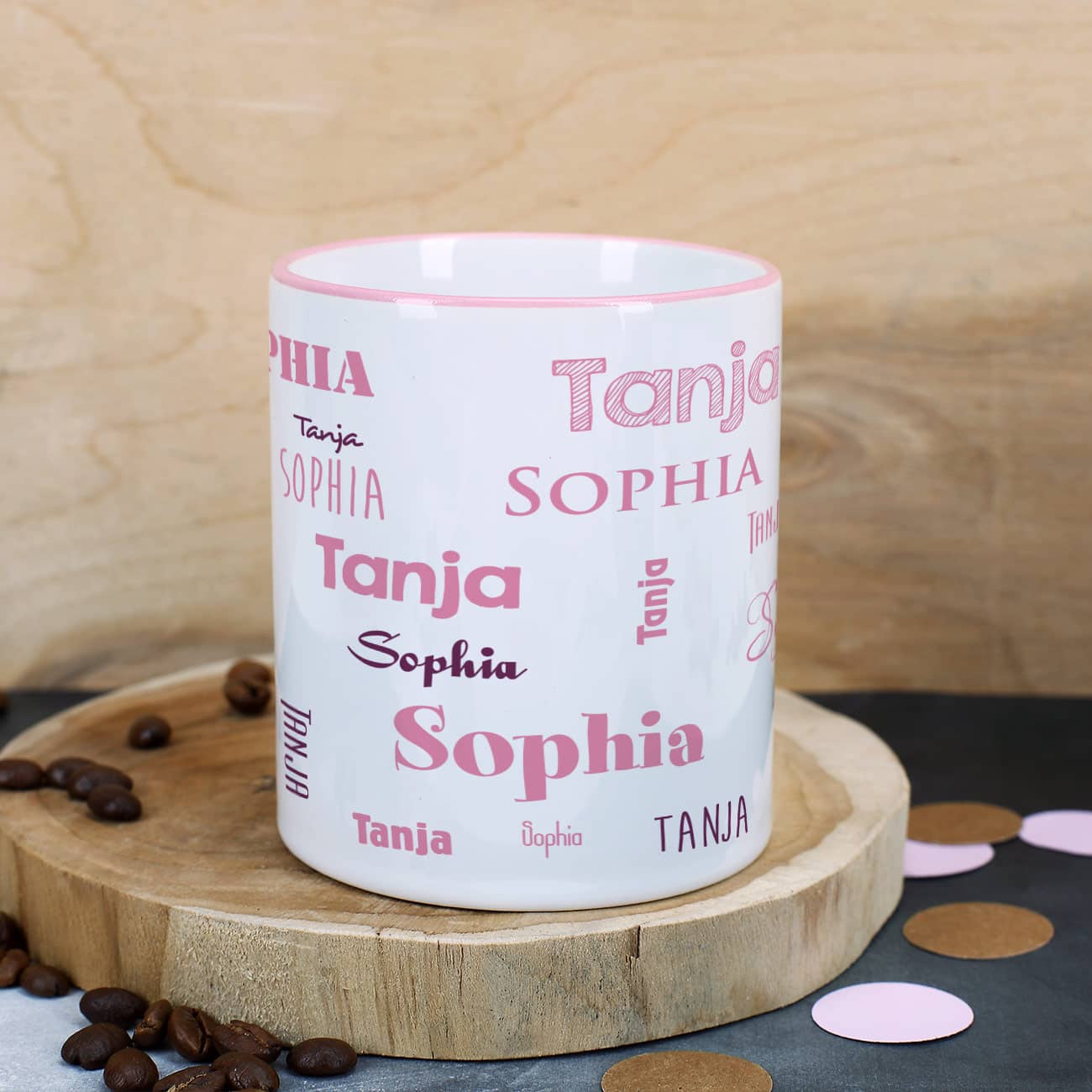 Tasse mit zwei Namen - Rosa