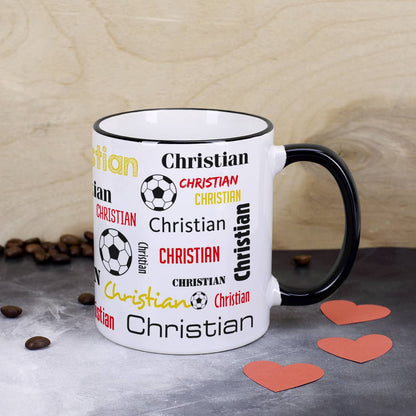 Fußballtasse mit Ihrem Namen in verschiedenen Schriftarten