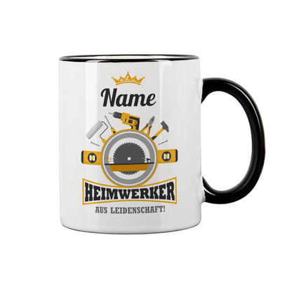 Heimwerker aus Leidenschaft - Tasse mit Name und Werkzeugen