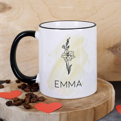 Tasse mit Geburtsblume & Name