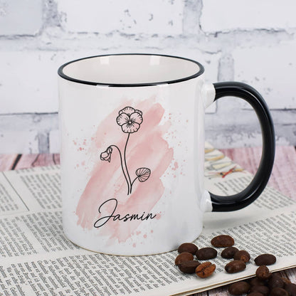 Tasse mit Geburtsblume & Name