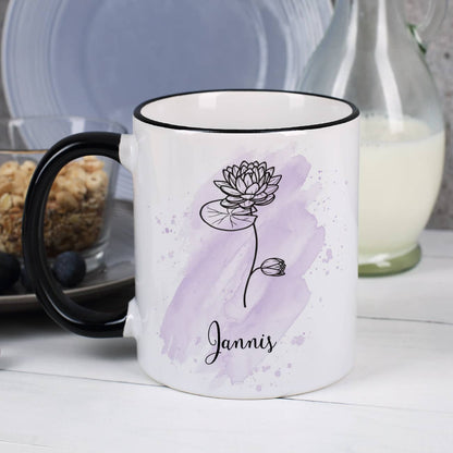 Tasse mit Geburtsblume & Name