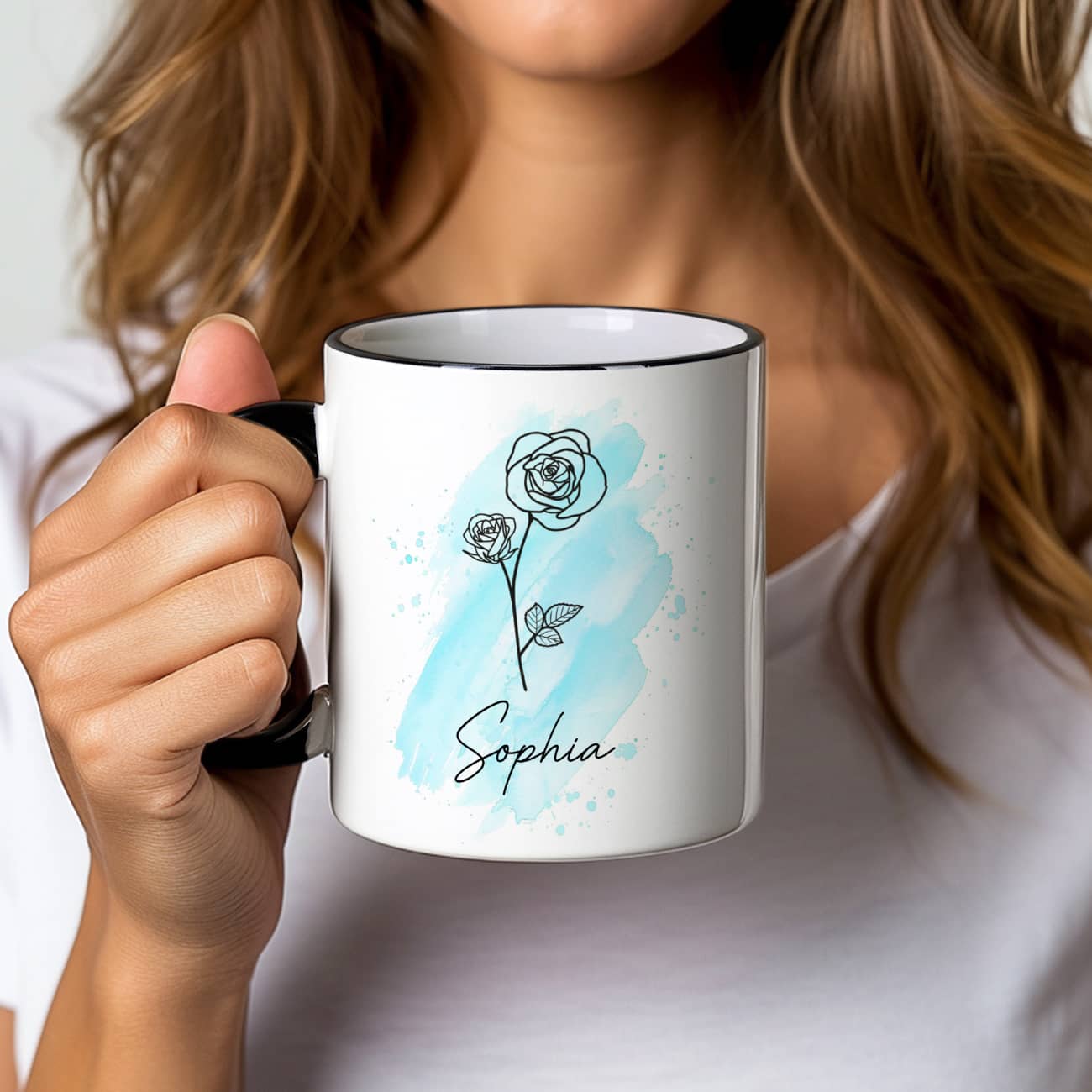 Tasse mit Geburtsblume & Name