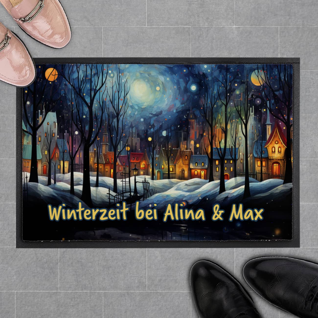 Winter-Fußmatte mit Stadt & Ihrem Text