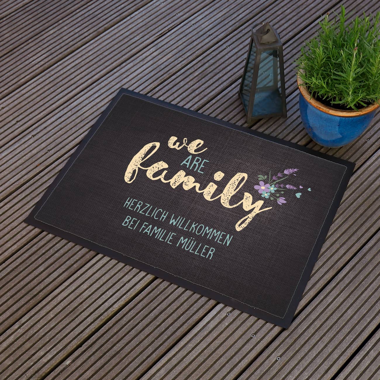 Fussabtreter we are family mit Wunschtext Wunschname 