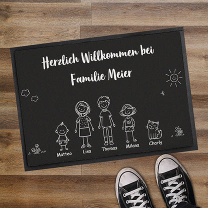 Familien-Fußmatte selbst gestalten mit Text, Personen & Haustieren