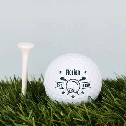 Golfball mit Name und Jahreszahl personalisiert