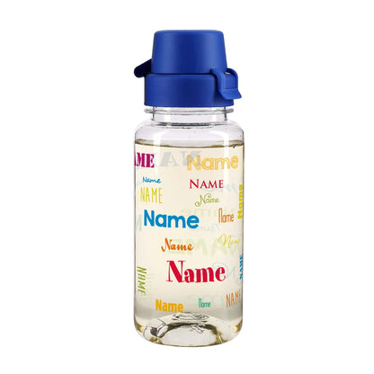 Transparente Trinkflasche  mit Name - bunt