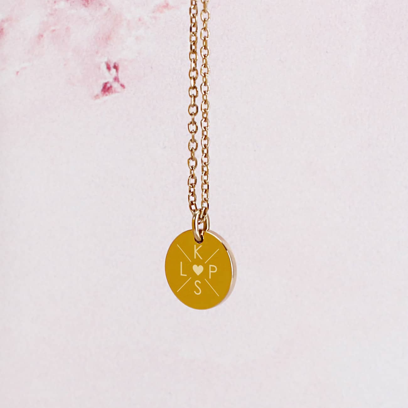 Halskette mit Monogramm & Herz - Familienkette - in Gold