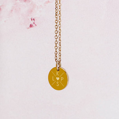 Halskette mit Monogramm & Herz - Familienkette - in Gold