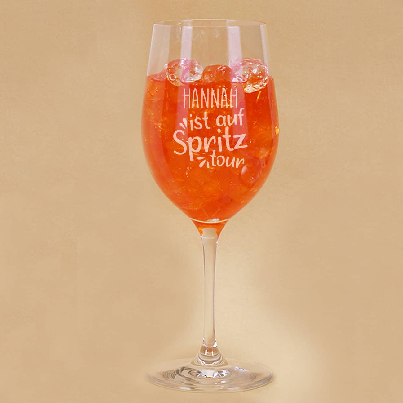 Auf Spritztour - Glas mit Name nach Wunsch graviert