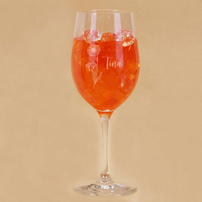 Geburtsblumen-Aperolglas mit Name persönlich graviert