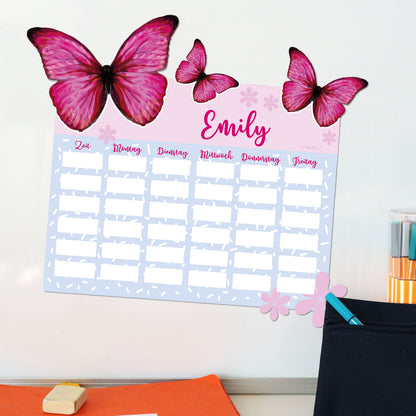 Schmetterling Stundenplan magnetisch mit Name