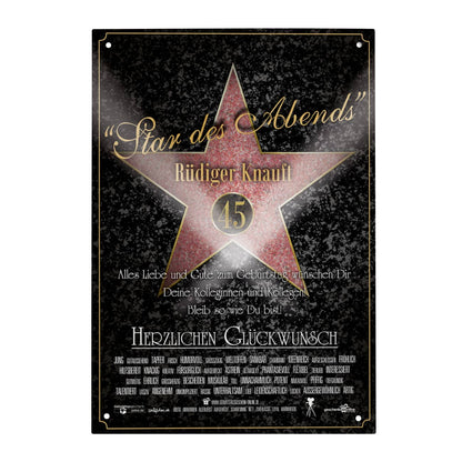 Blechschild mit Aufdruck Star des Abends Walk of Fame