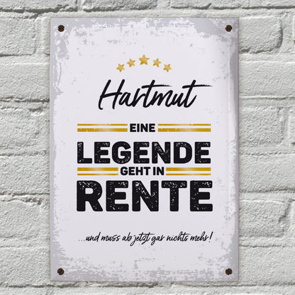 Legende in Rente - Blechschild für Kollegen zum Ruhestand