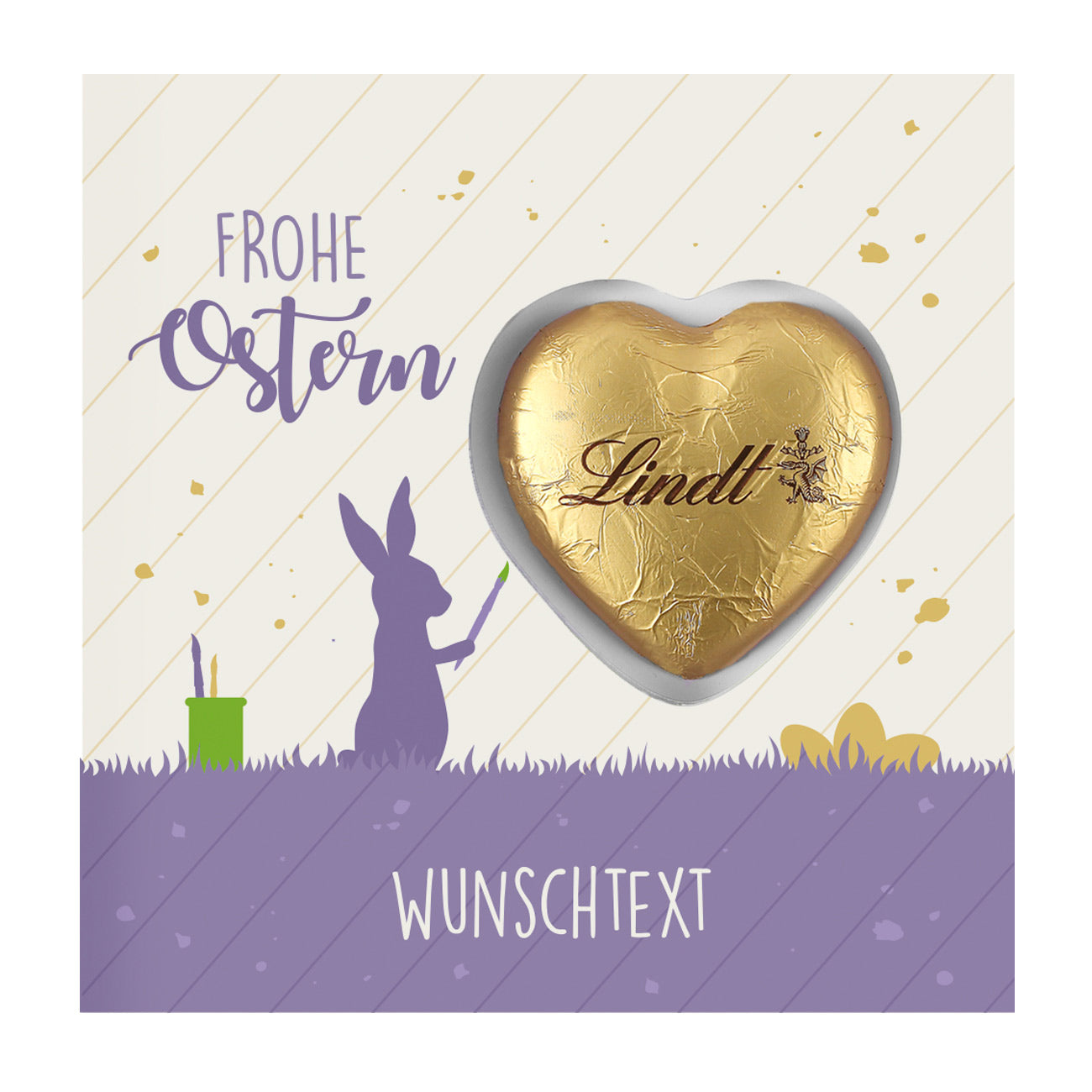 Frohe Ostern - Klappkarte mit grünem Lindt Schokoherz