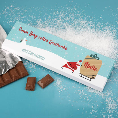 300 gr Schokolade mit Weihnachtsmann, Name und Wunschtext