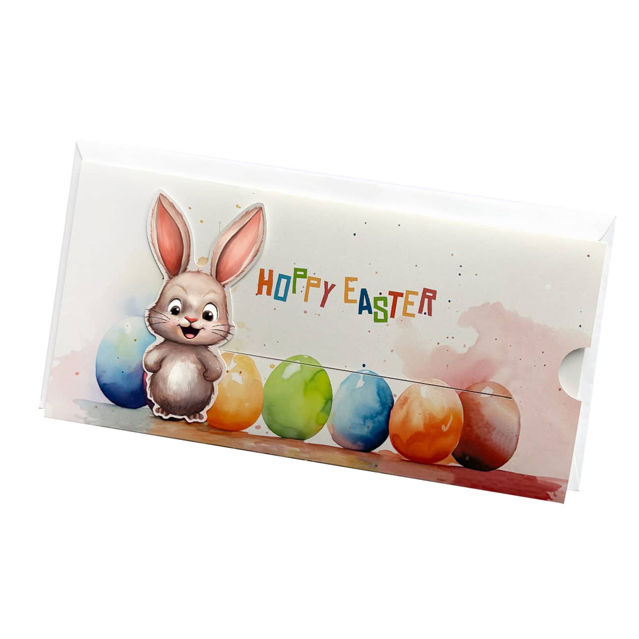 Ziehkarte - Geldgeschenk zu Ostern - mit Hase, Name & Text