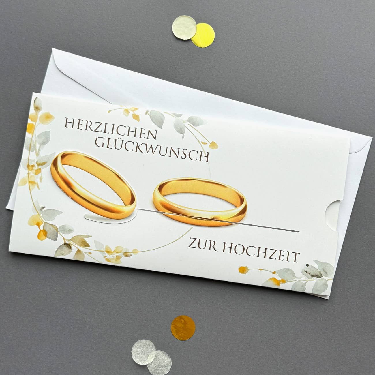 Geldgeschenk zur Hochzeit - Ziehkarte mit Ringen 