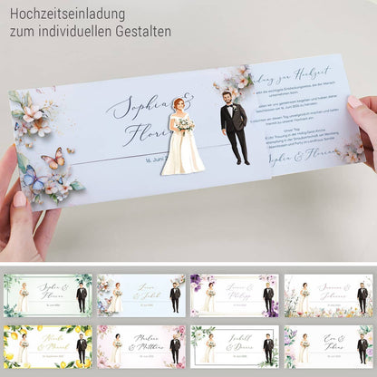 individuell gestaltbare Hochzeitseinladung als Ziehkarte