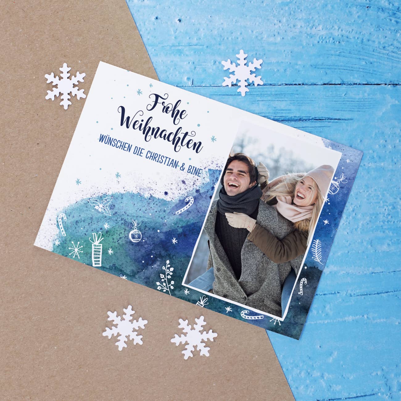 Persönliche Postkarte zu Weihnachten mit Fotoaufdruck