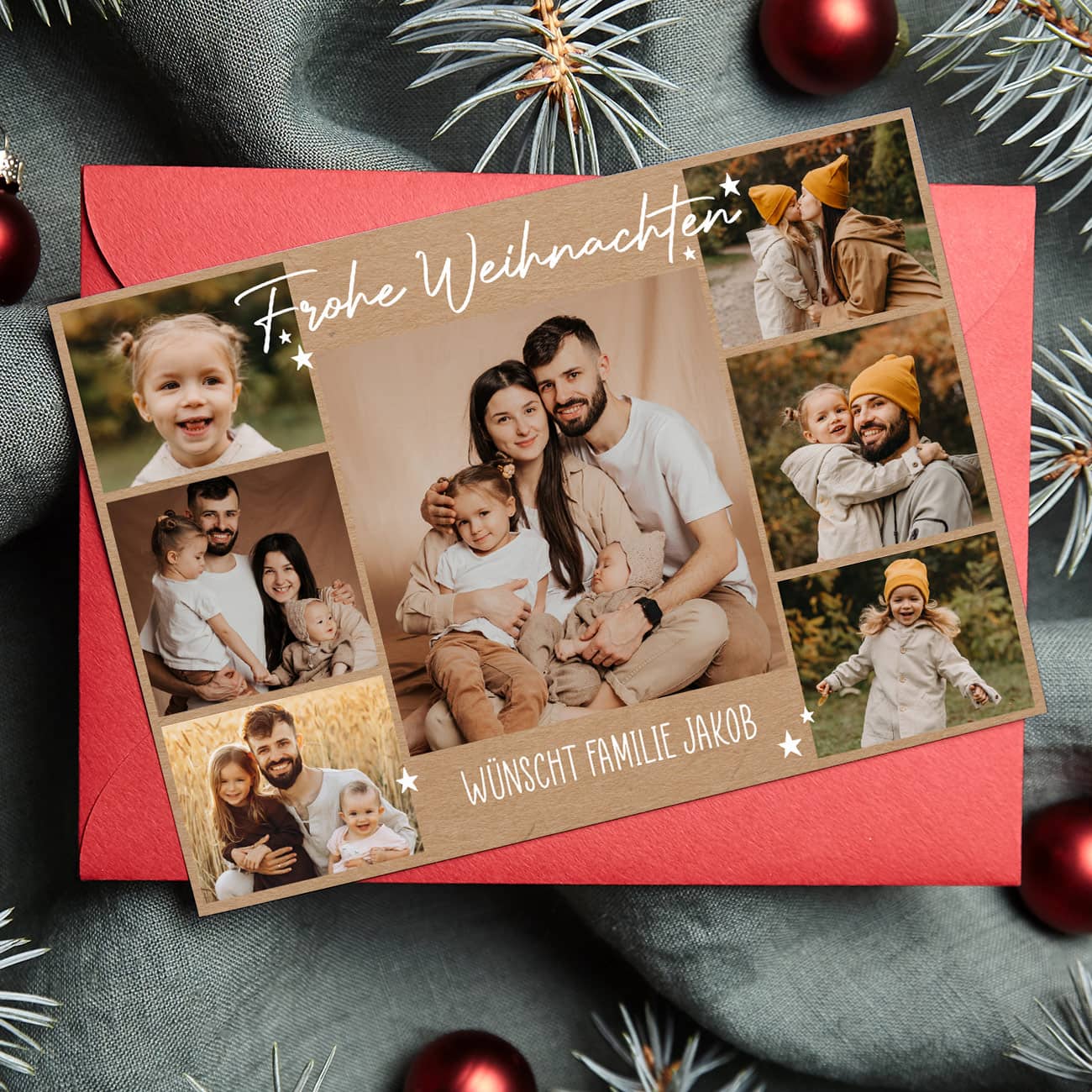 Weihnachtskarte im Postkartenformat mit Ihren Fotos bedruckt