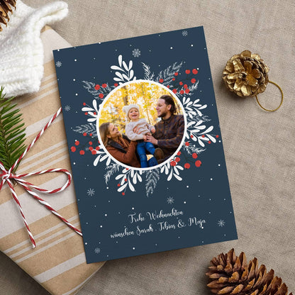 Weihnachtliche Postkarte mit Foto & Text personalisiert