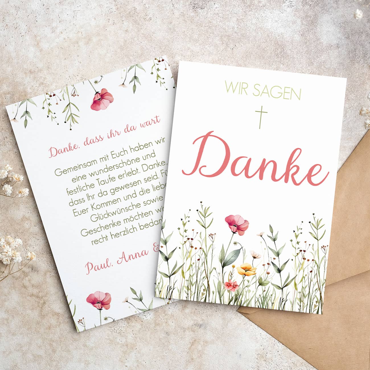 Dankeskarte mit Wildblumenmotiv