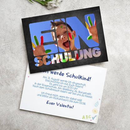 Fotokarte Einladung zur Einschulung