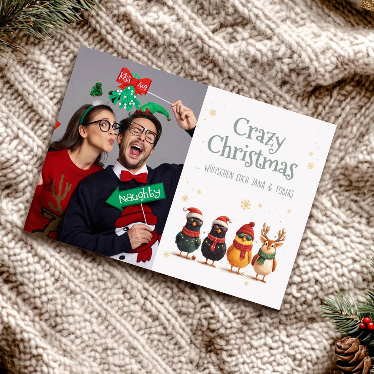 Crazy Christmas - die verrückte Weihnachtskarte mit Foto & coolen Küken