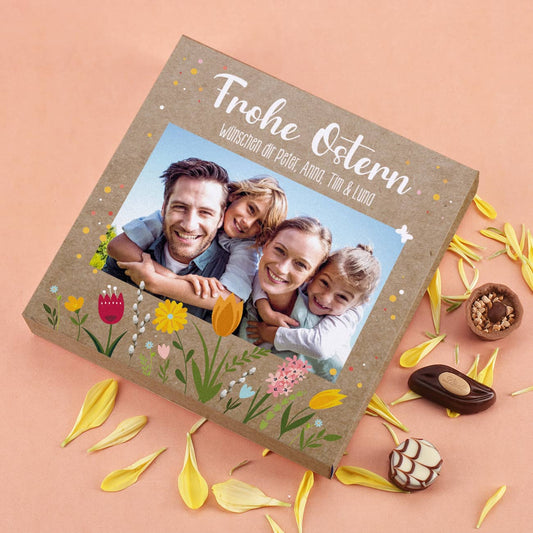 Lindt-Pralinen zu Ostern mit Ihrem Foto und Text bedruckt