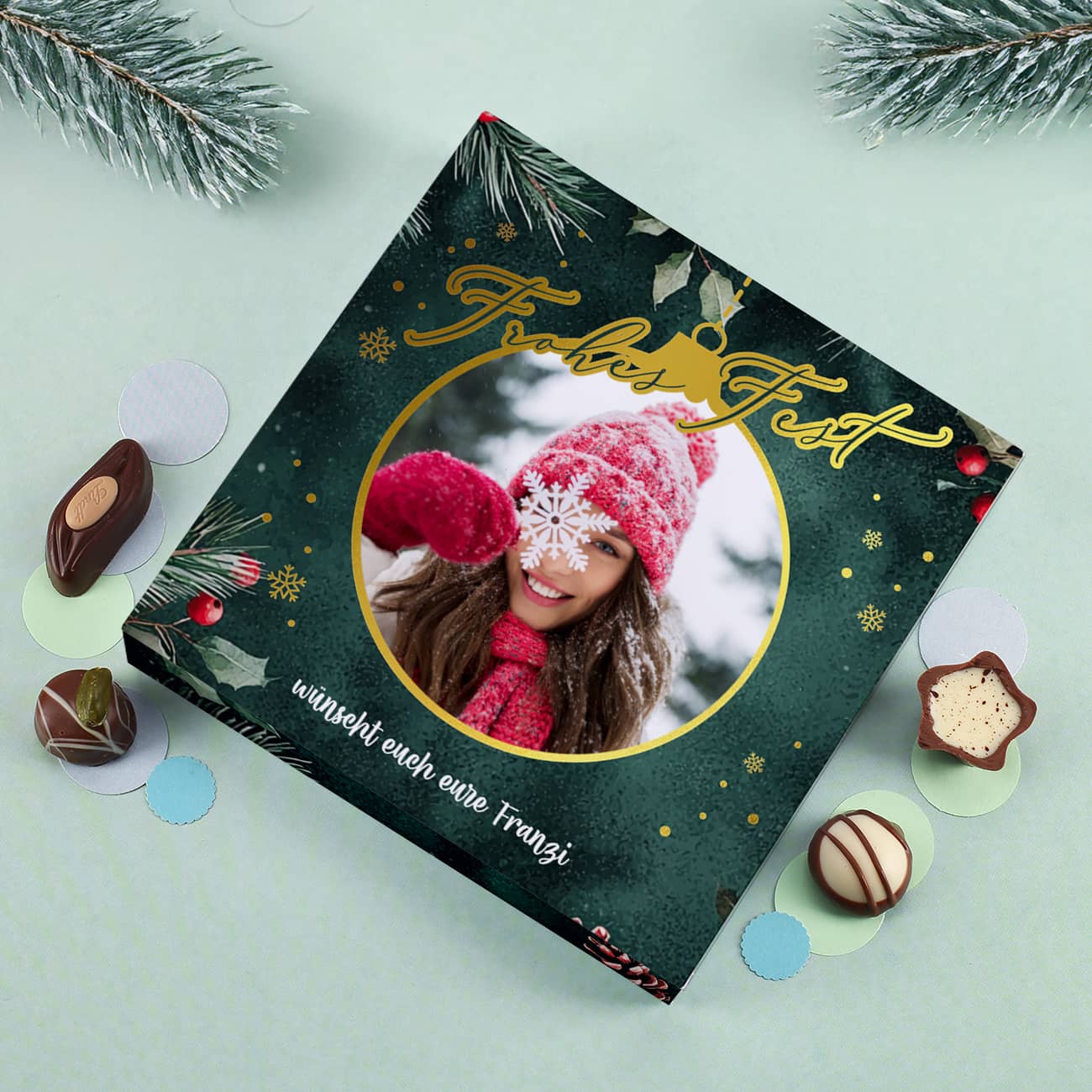 Weihnachts-Pralinés von Lindt und Ihrem Foto und Wunschtext