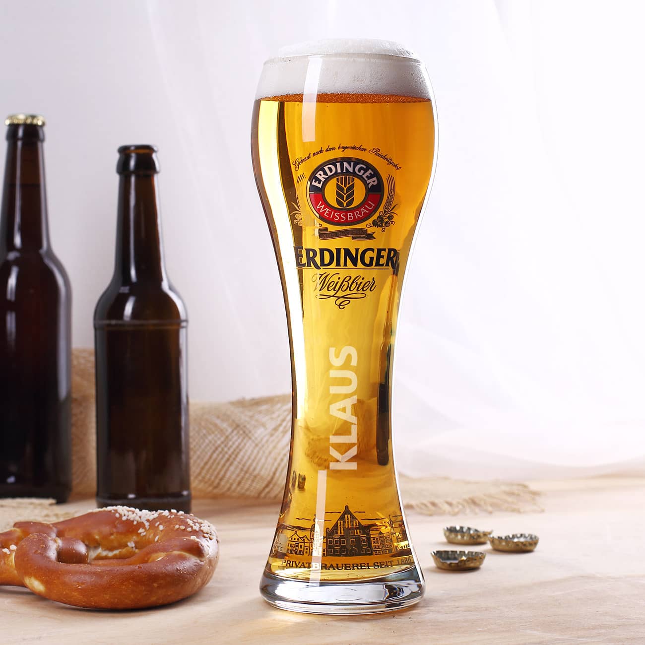 Original Erdinger Weißbierglas mit Gravur