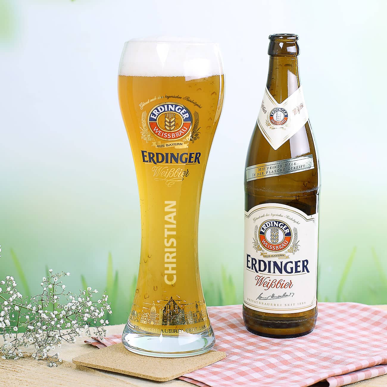 Erdinger Weißbierglas mit Ihrem Wunschnamen