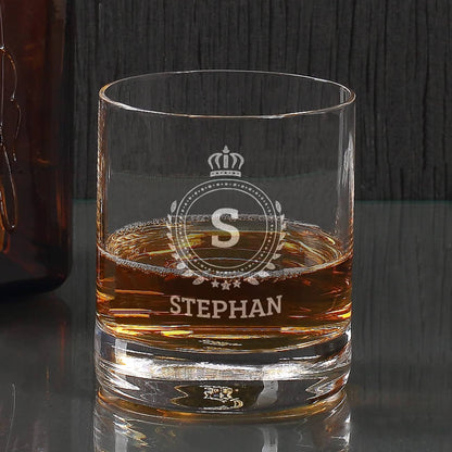 personalisiertes Whiskyglas mit Monogramm und Namensgravur