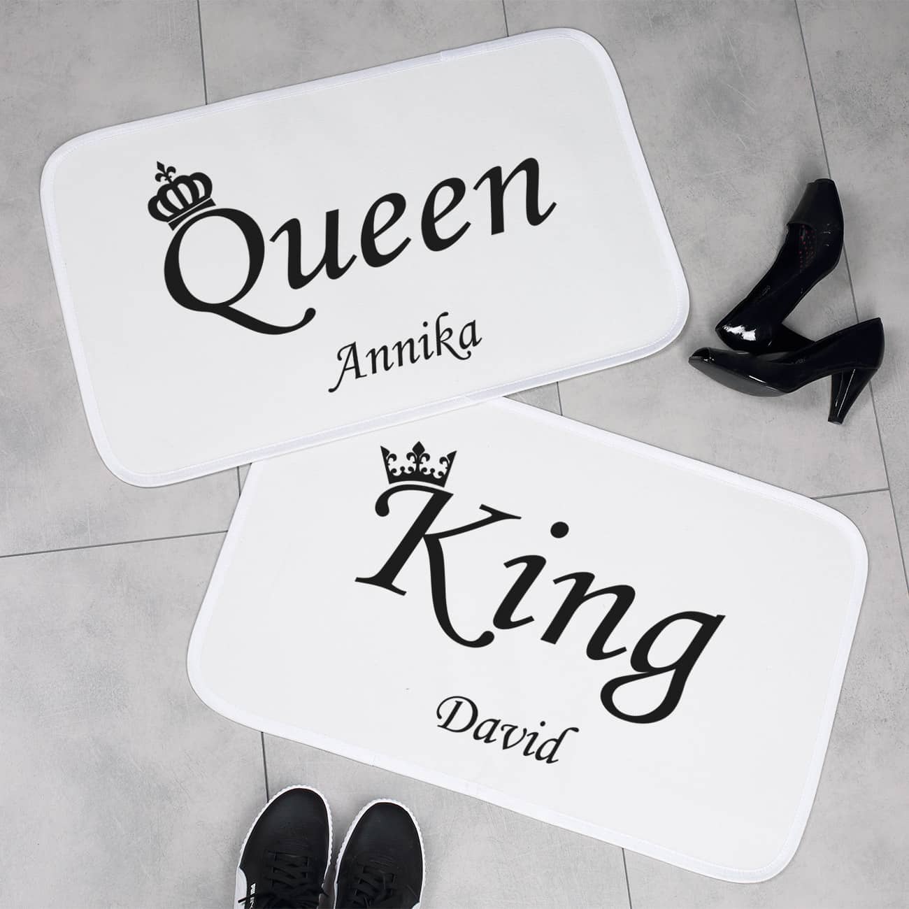 King & Queen - Badematten 2er Set mit Ihren Namen