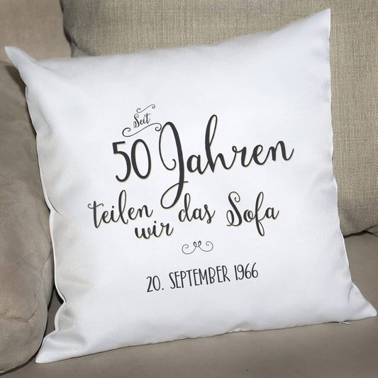 Wir teilen das Sofa - Kissen mit Wunschtext für Paare