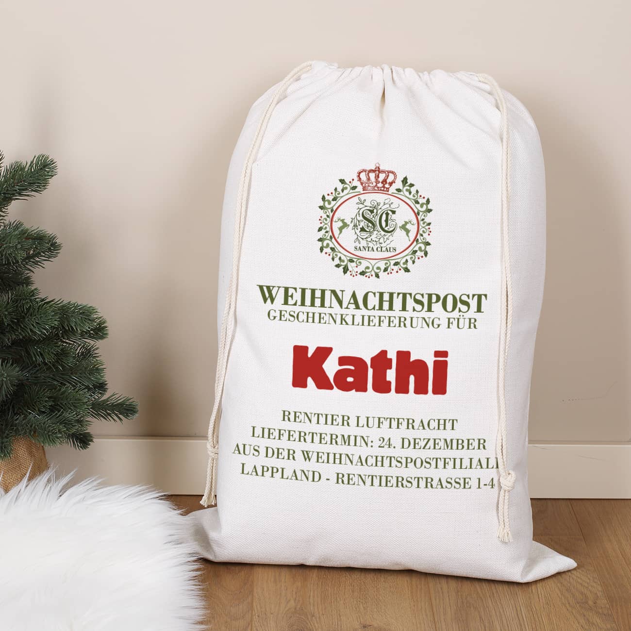 XL Geschenksack Weihnachtspost mit Name personalisiert